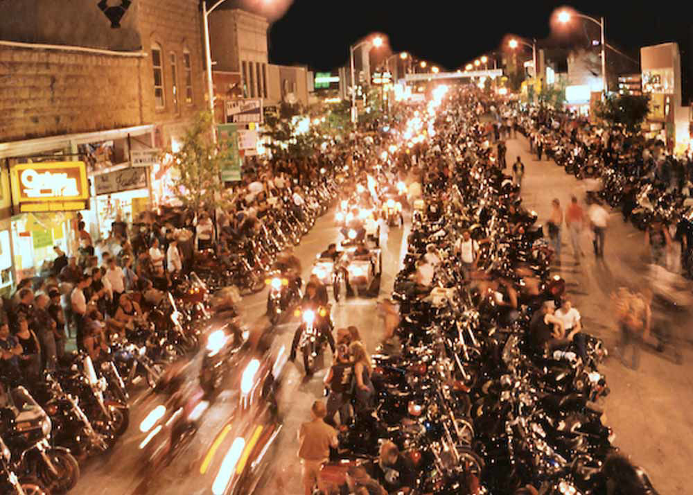Snapshot of the Sturgis Motorcycle Rally at night