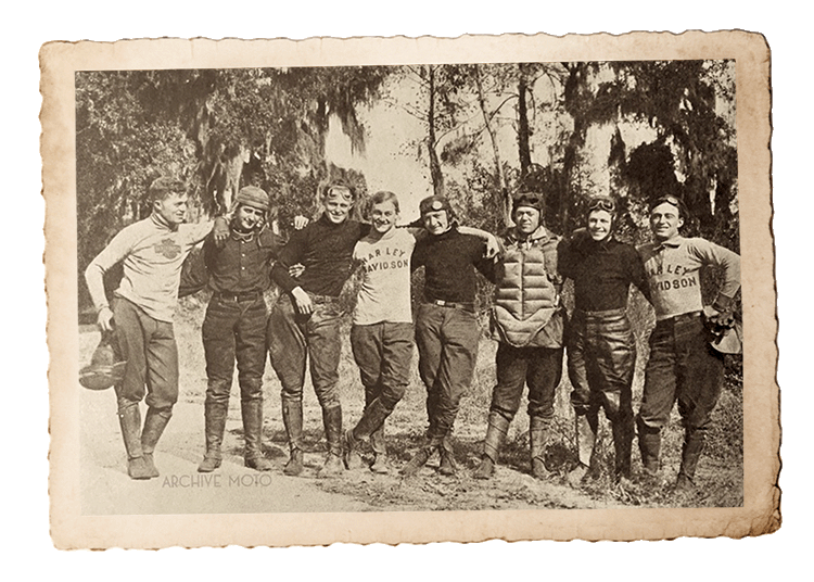 Pictured left to right, are Captain Alva Stratton, Jonathan Yerkes, Zeddie Kelly, Irving Janke, Martin Schroder, Gray Sloop, Edwin French, and Ray Weishaar.