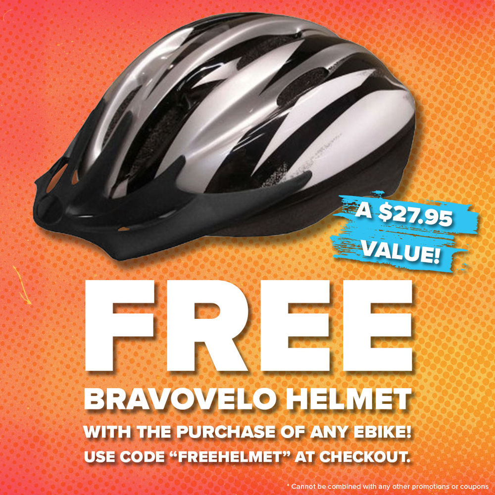 Bravovelo Promotion - Get a free Bravovelo Helmet with the purchase of any Ebike. Use code FREEHELMET